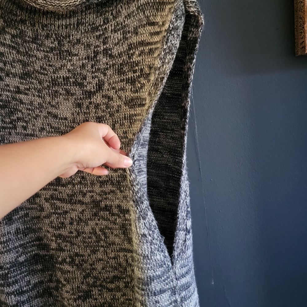 Poles Alpaca Silk Long Cable Knit Mock High Neck Tunic Sweater Vest Large - Picture 6 of 13